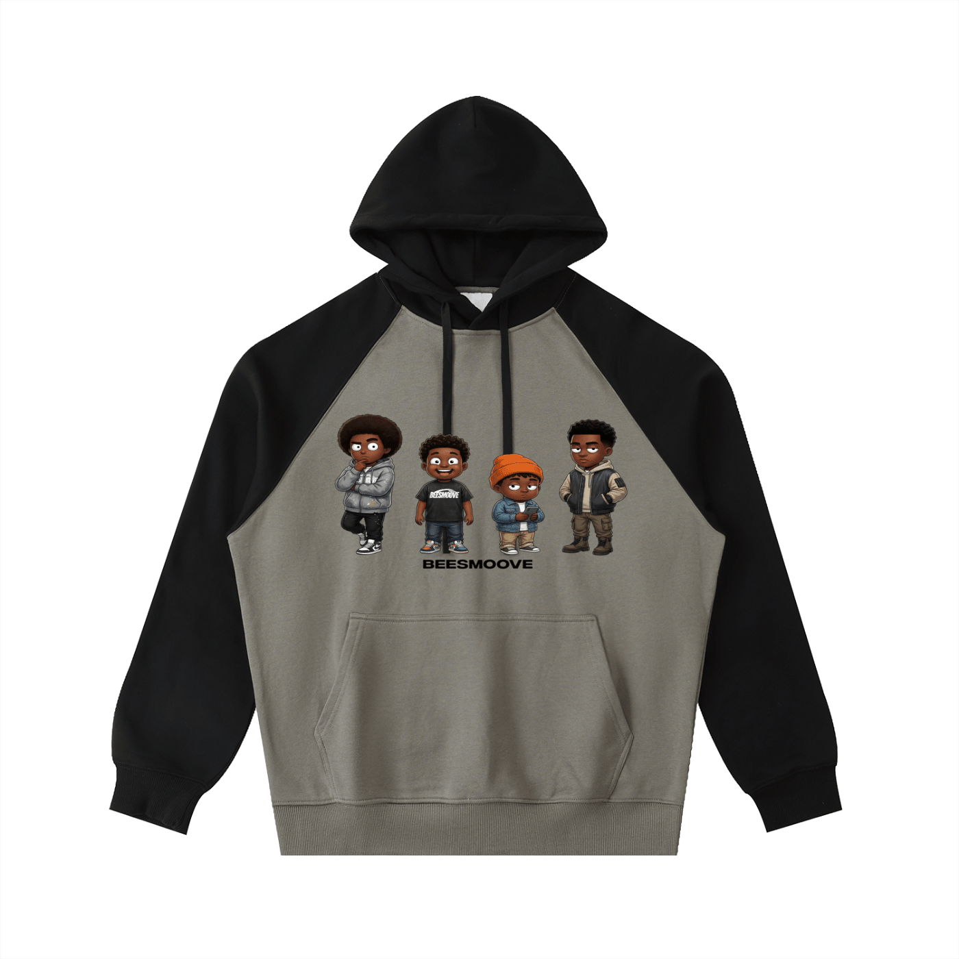 BEESMOOVE BlackSouth Day Ones Color - Block Raglan Sleeve Hoodie - Beesmoove