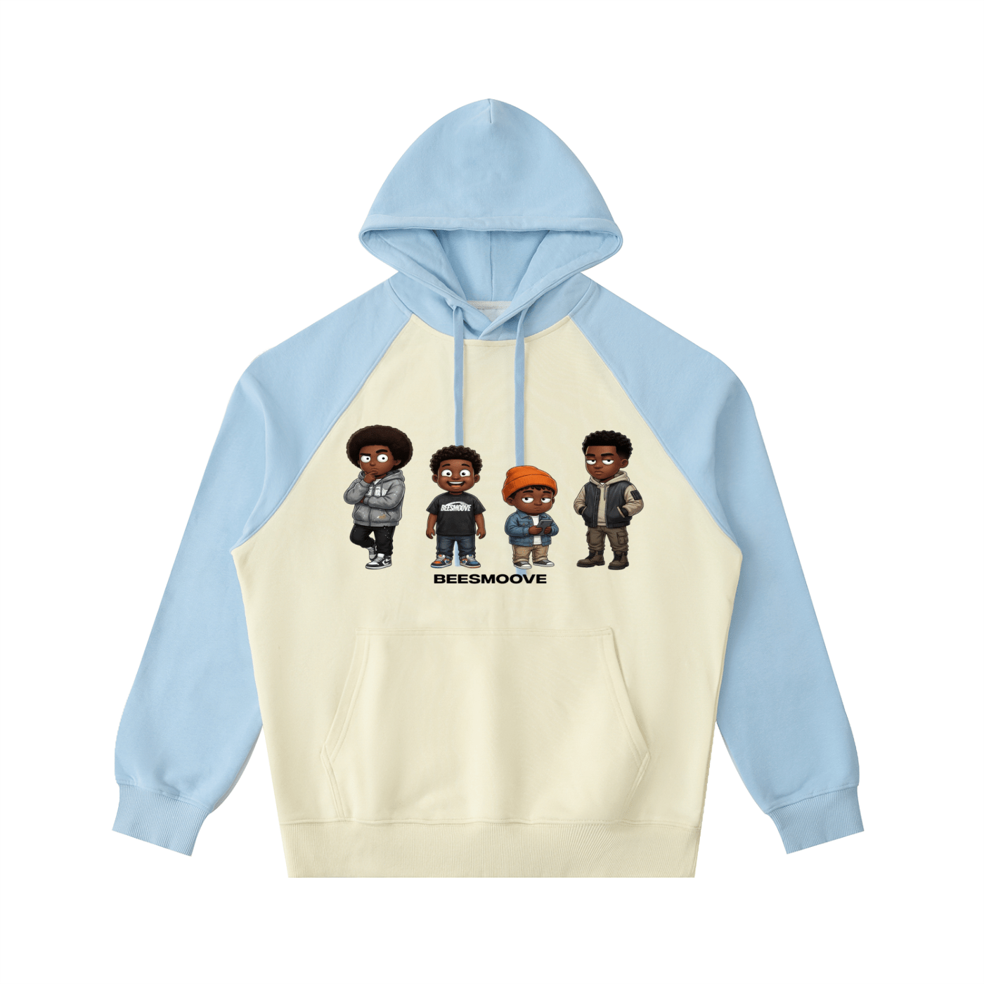 BEESMOOVE BlackSouth Day Ones Color - Block Raglan Sleeve Hoodie - Beesmoove