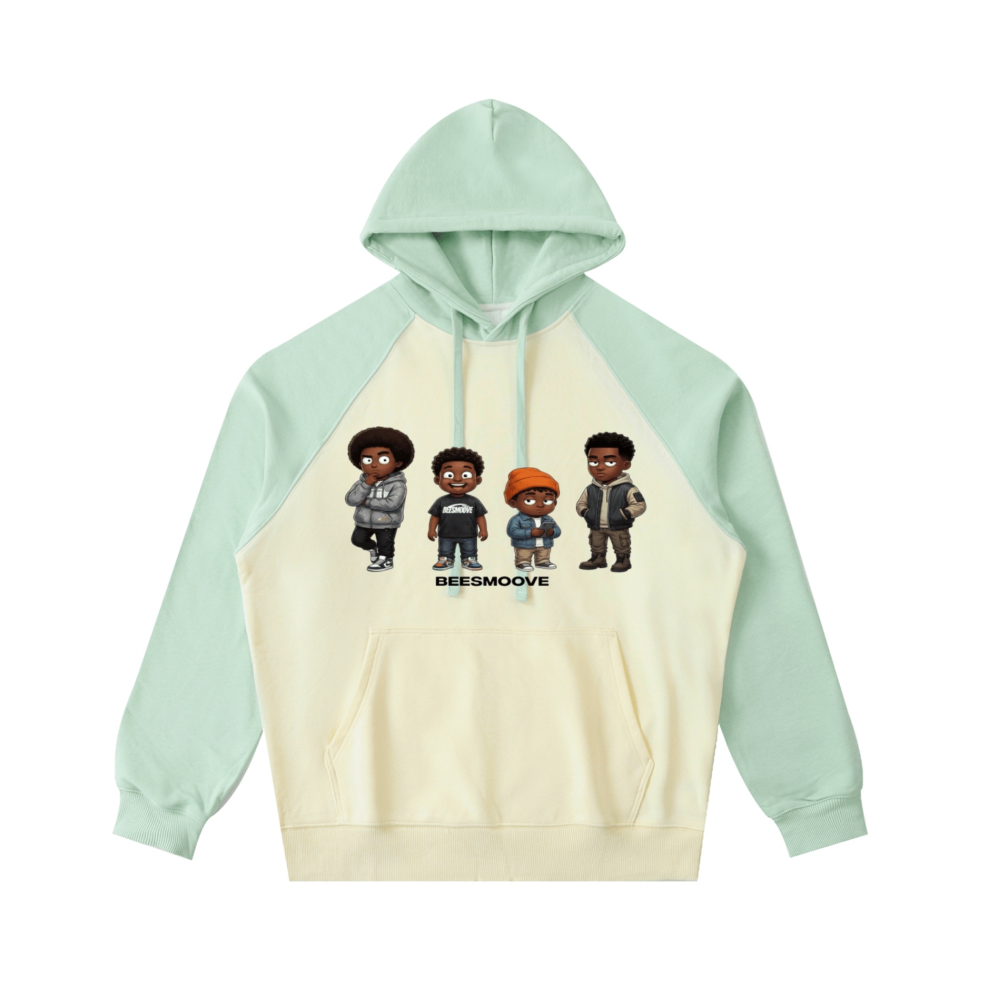 BEESMOOVE BlackSouth Day Ones Color - Block Raglan Sleeve Hoodie - Beesmoove