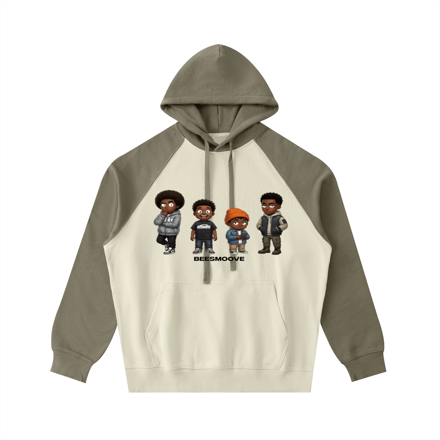 BEESMOOVE BlackSouth Day Ones Color - Block Raglan Sleeve Hoodie - Beesmoove
