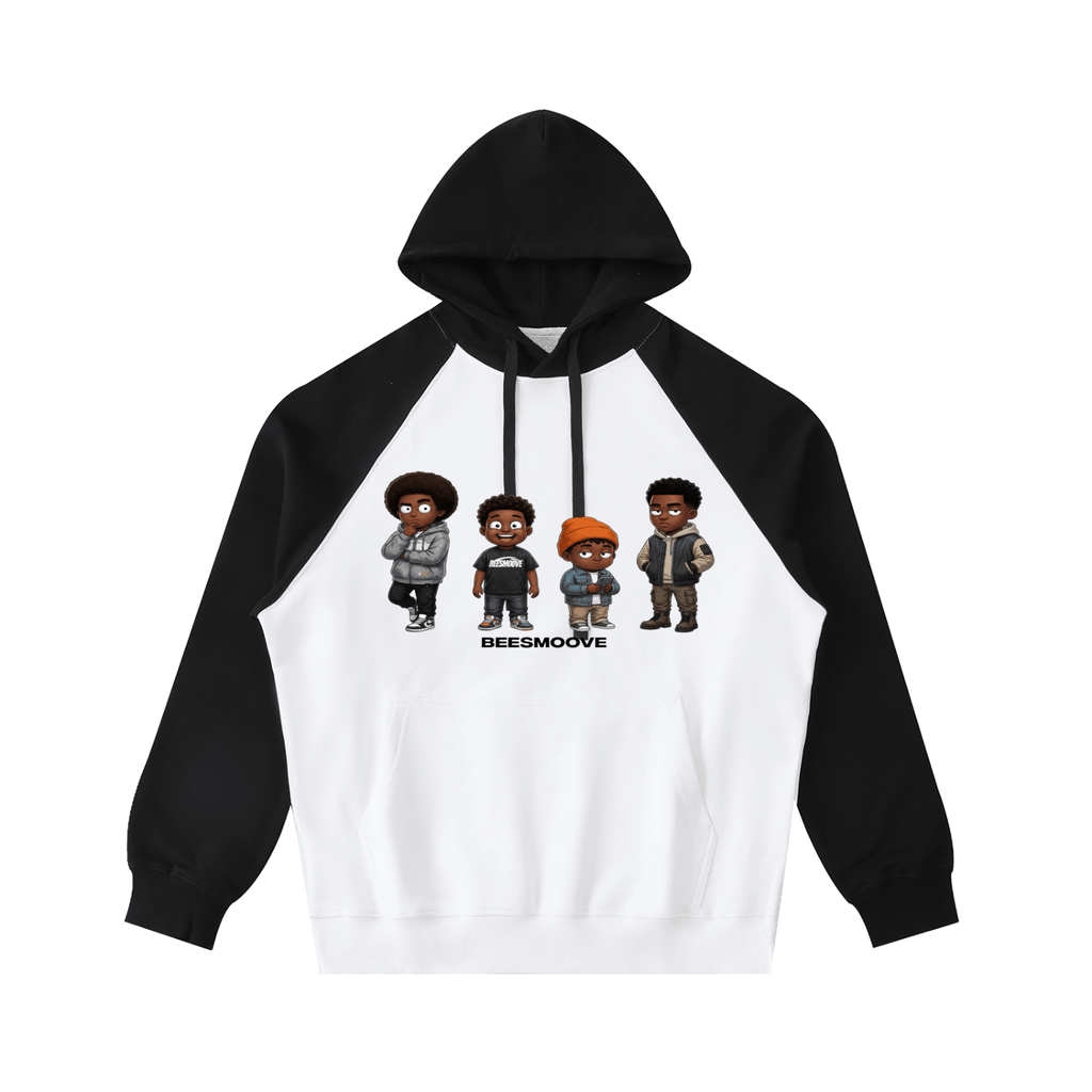 BEESMOOVE BlackSouth Day Ones Color - Block Raglan Sleeve Hoodie - Beesmoove