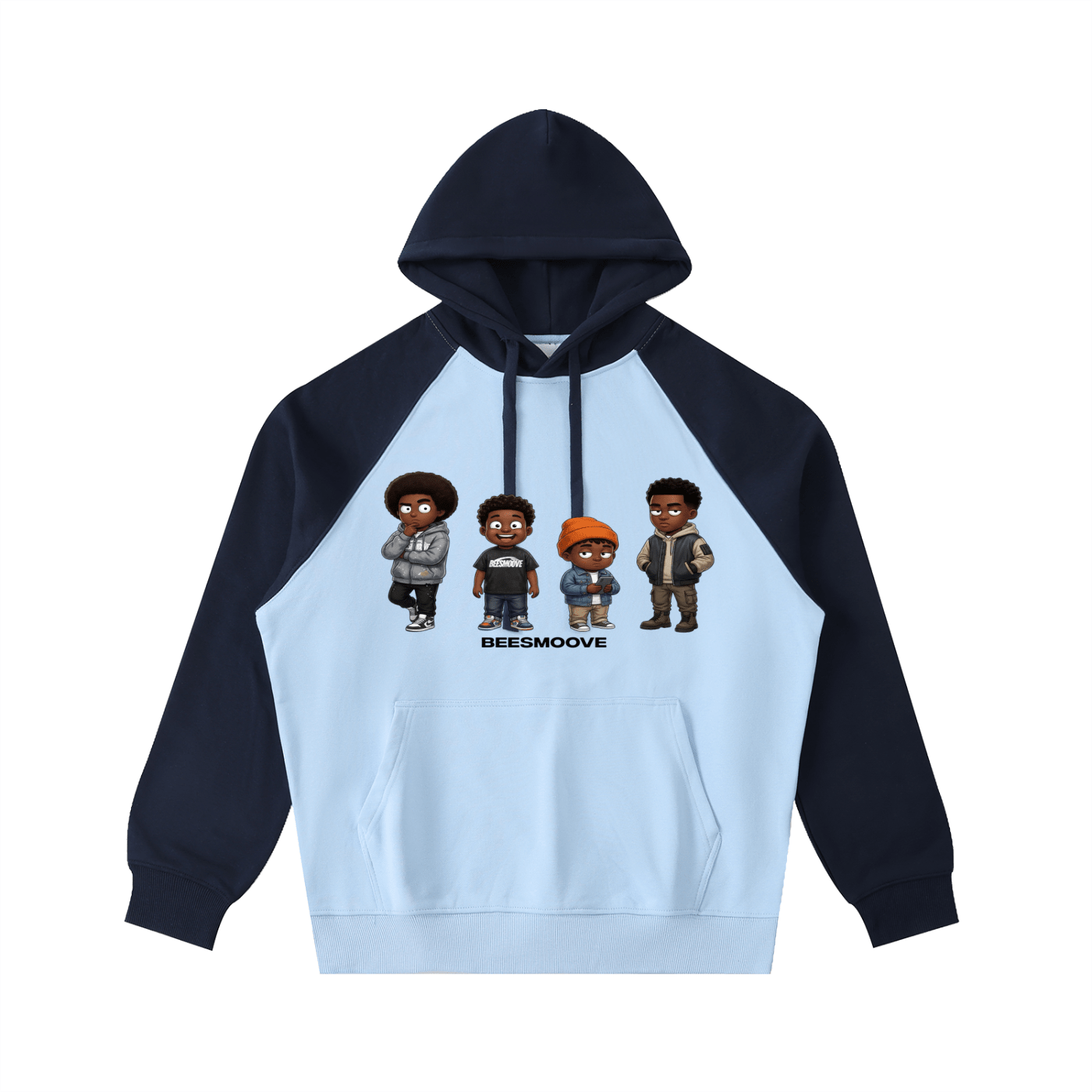 BEESMOOVE BlackSouth Day Ones Color - Block Raglan Sleeve Hoodie - Beesmoove