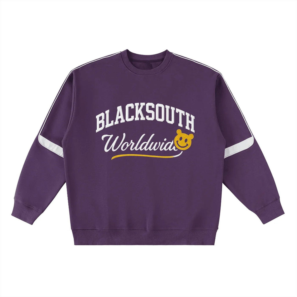 BEESMOOVE BlackSouth Global Oversized Crewneck Taped Sweatshirt - Beesmoove