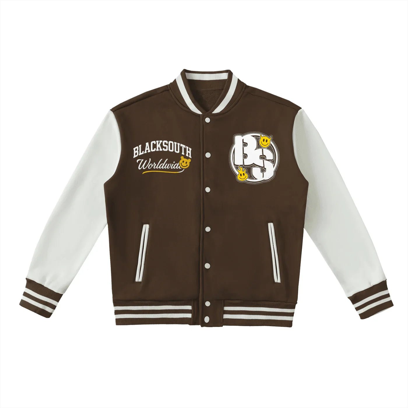 BEESMOOVE BlackSouth Global Tone Fleeced Varsity Jacket - Beesmoove