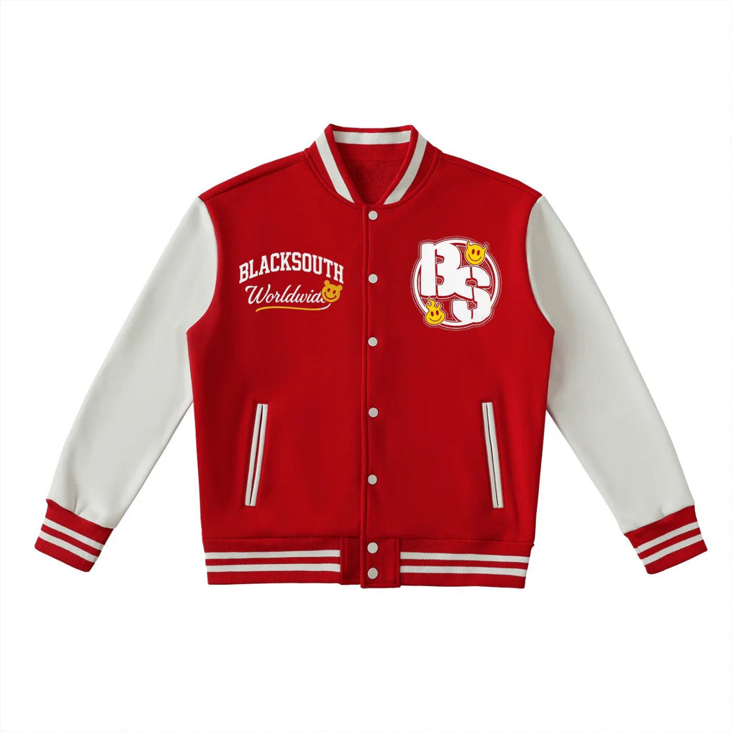BEESMOOVE BlackSouth Global Tone Fleeced Varsity Jacket - Beesmoove
