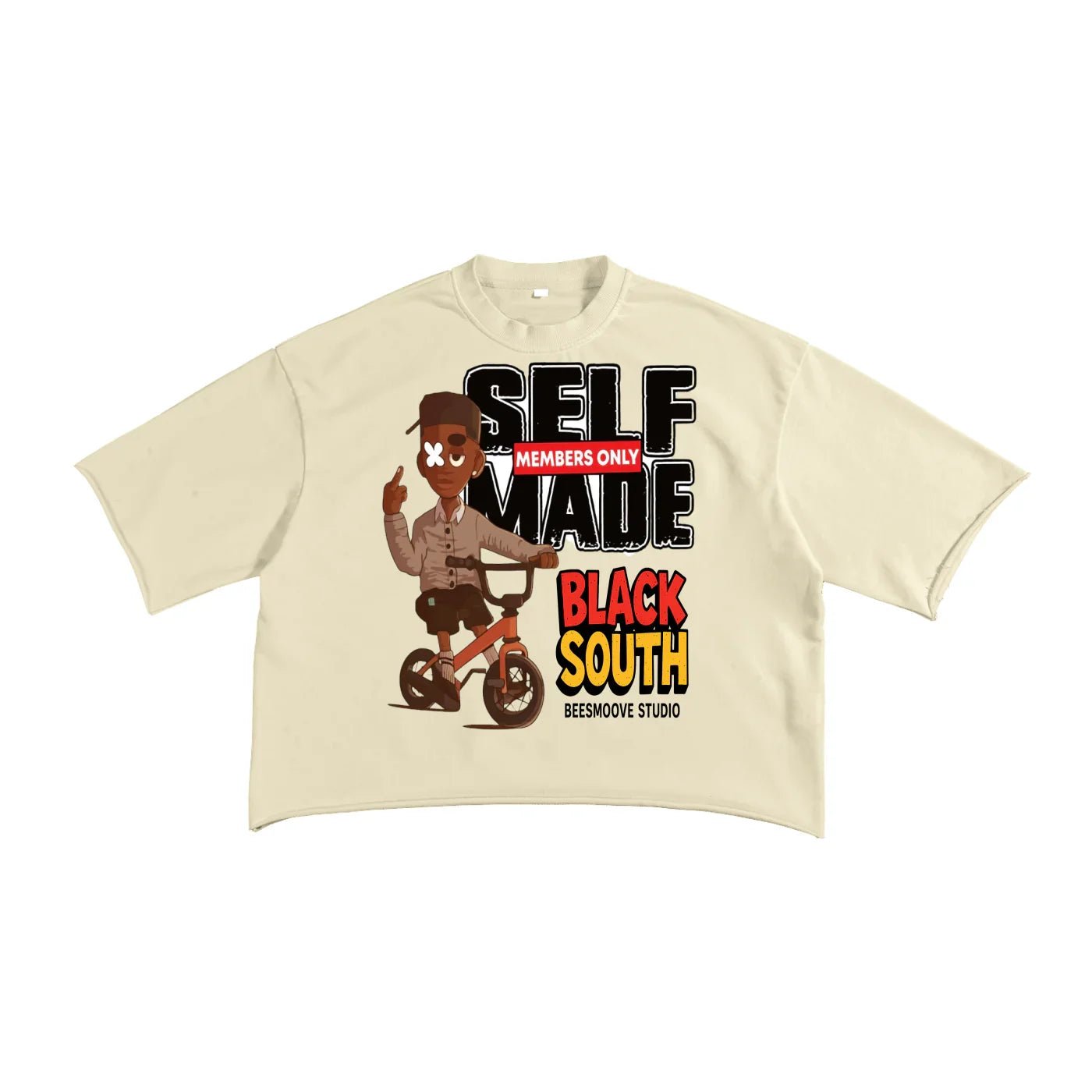 BEESMOOVE BlackSouth T - Time Self MADE Raw Edge T-Shirt - Beesmoove