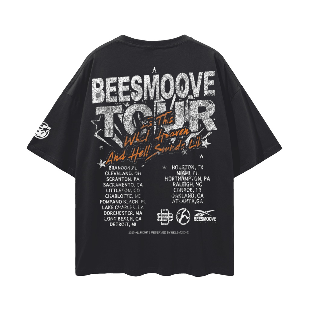 BEESMOOVE BLAZE RUNNER TOUR Streetwear Loose Drop Shoulder T-Shirt - Beesmoove