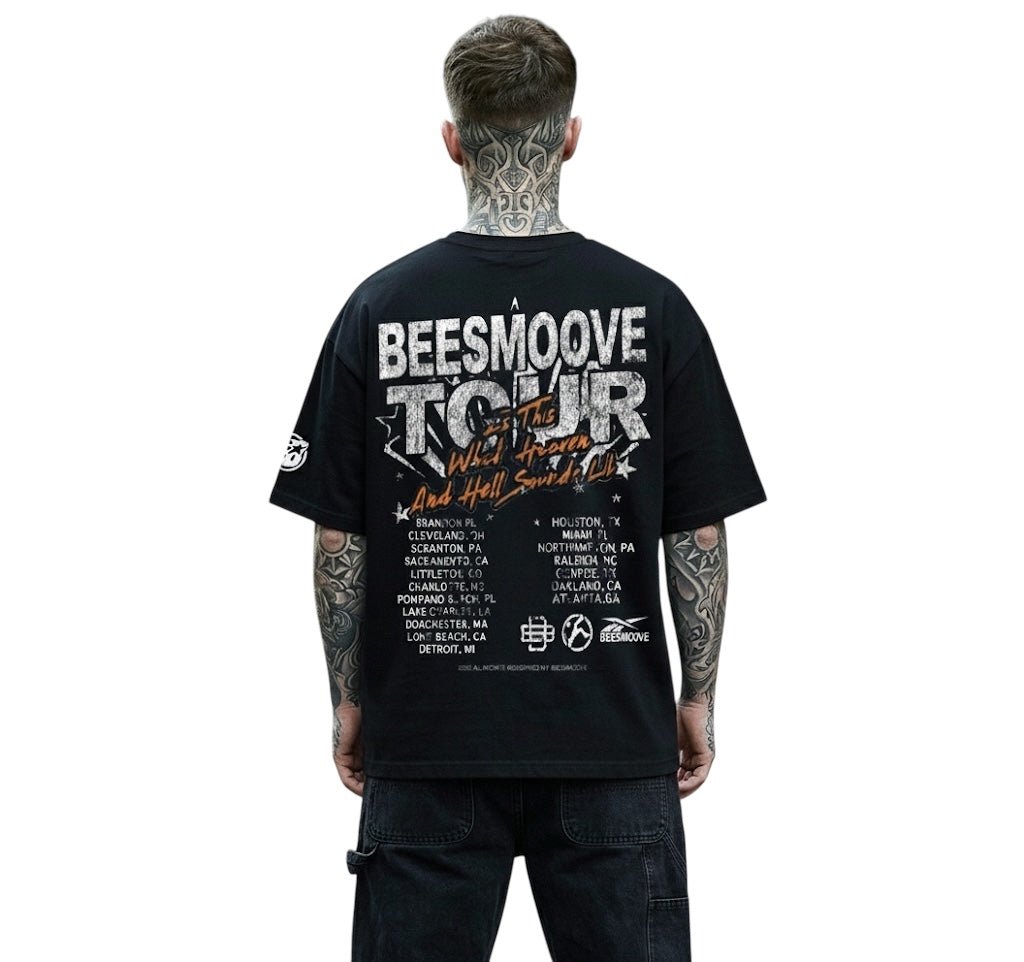 BEESMOOVE BLAZE RUNNER TOUR Streetwear Loose Drop Shoulder T-Shirt - Beesmoove
