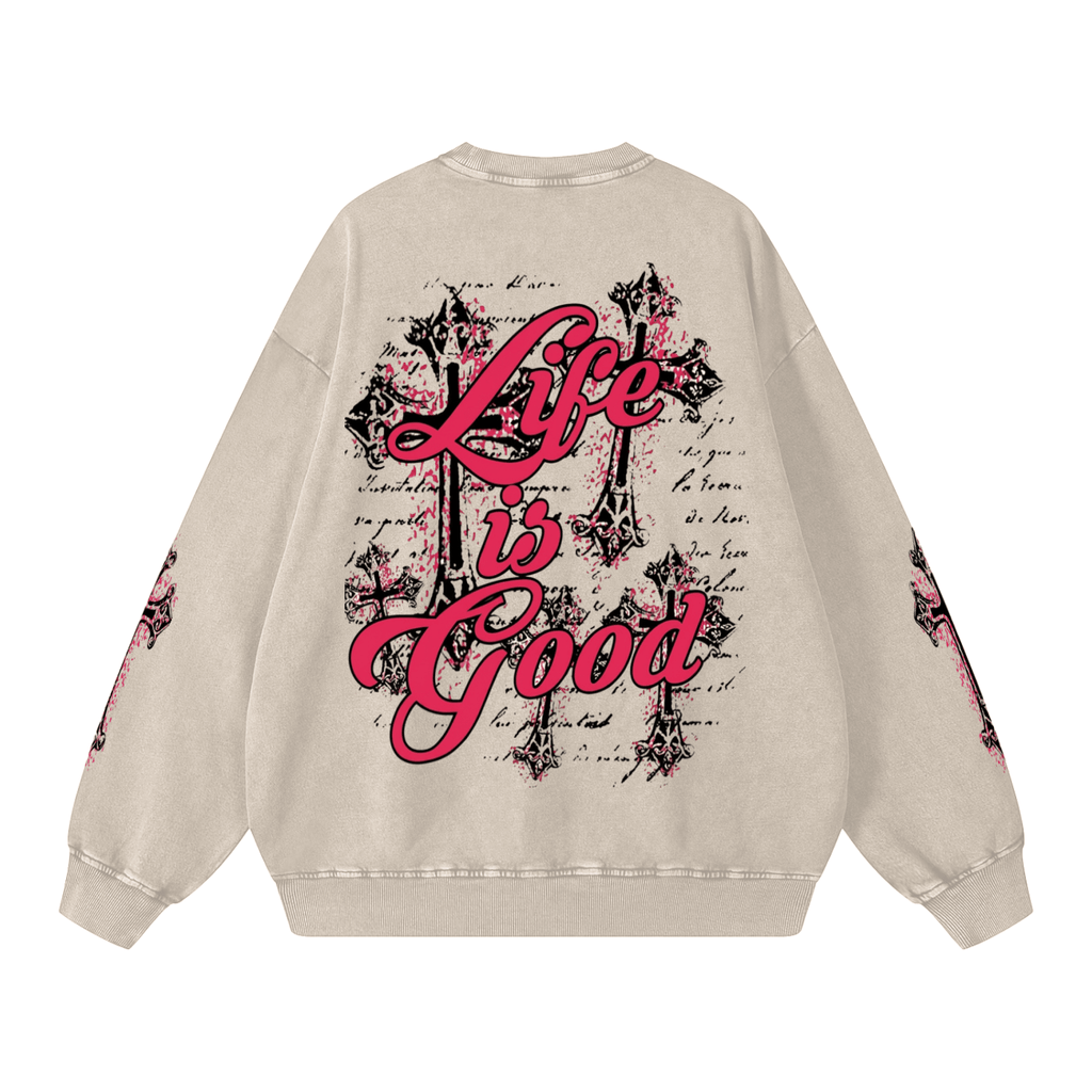 BEESMOOVE Blessed & Protected Washed Oversized Sweatshirt - Beesmoove