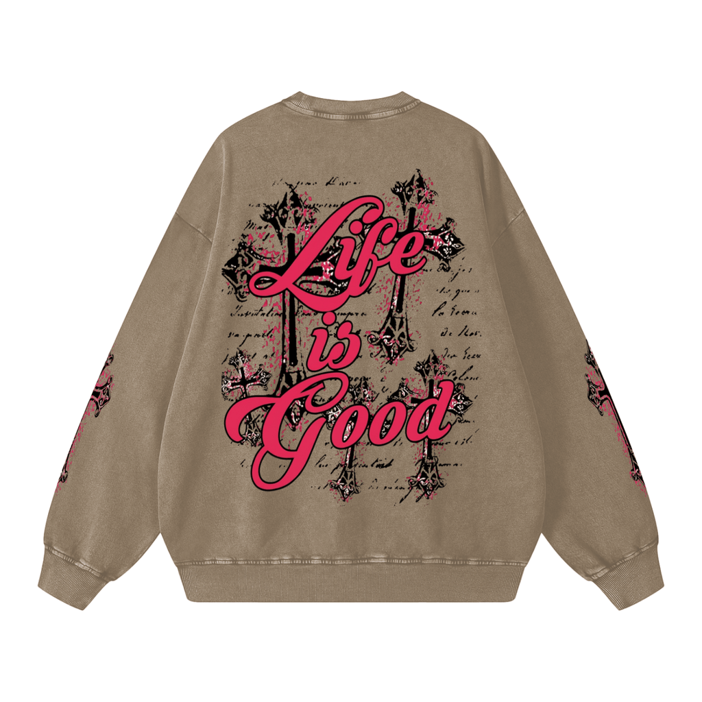 BEESMOOVE Blessed & Protected Washed Oversized Sweatshirt - Beesmoove