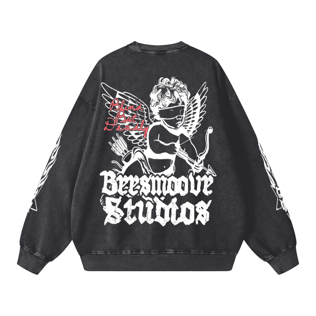 BEESMOOVE Blind But Deadly Washed Oversized Sweatshirt - Beesmoove