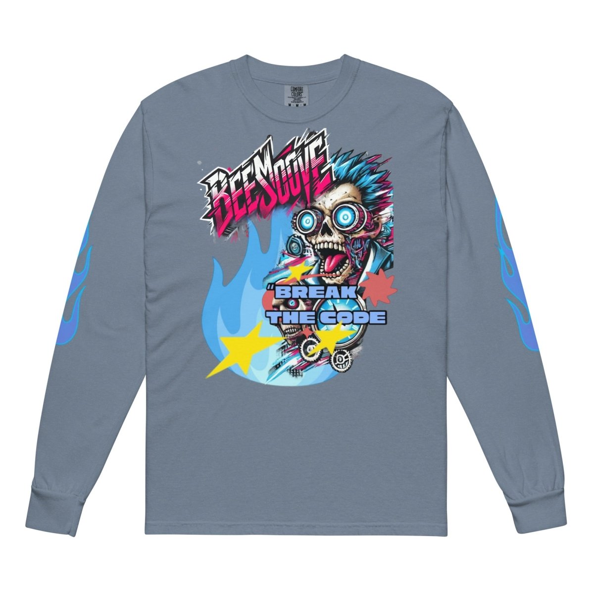 Beesmoove break the code futuristic Garment - dyed heavyweight long - sleeve shirt - Beesmoove