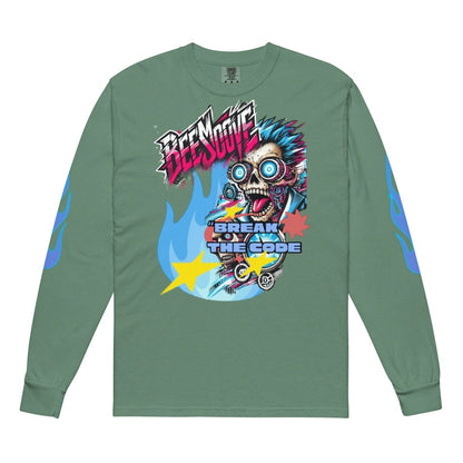 Beesmoove break the code futuristic Garment - dyed heavyweight long - sleeve shirt - Beesmoove