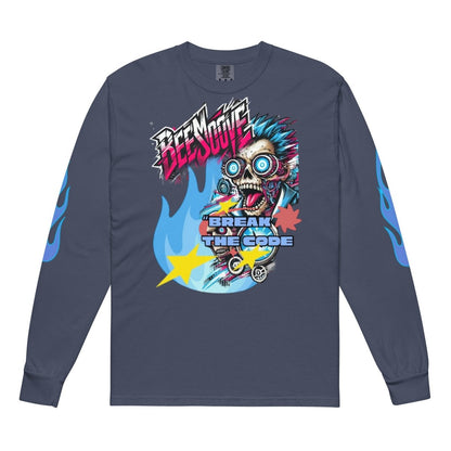 Beesmoove break the code futuristic Garment - dyed heavyweight long - sleeve shirt - Beesmoove