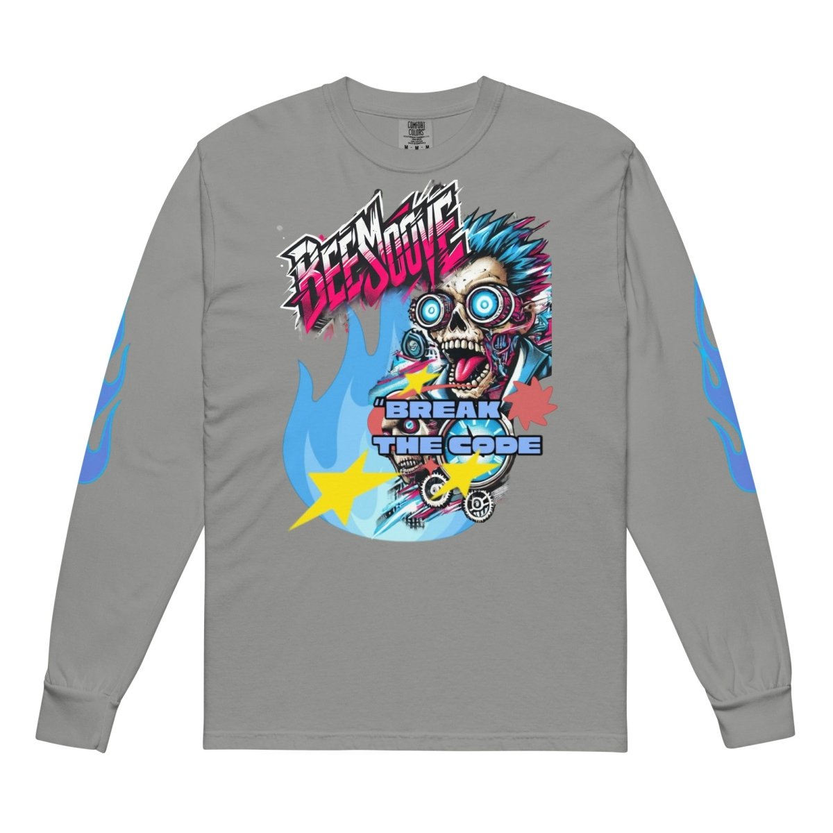 Beesmoove break the code futuristic Garment - dyed heavyweight long - sleeve shirt - Beesmoove