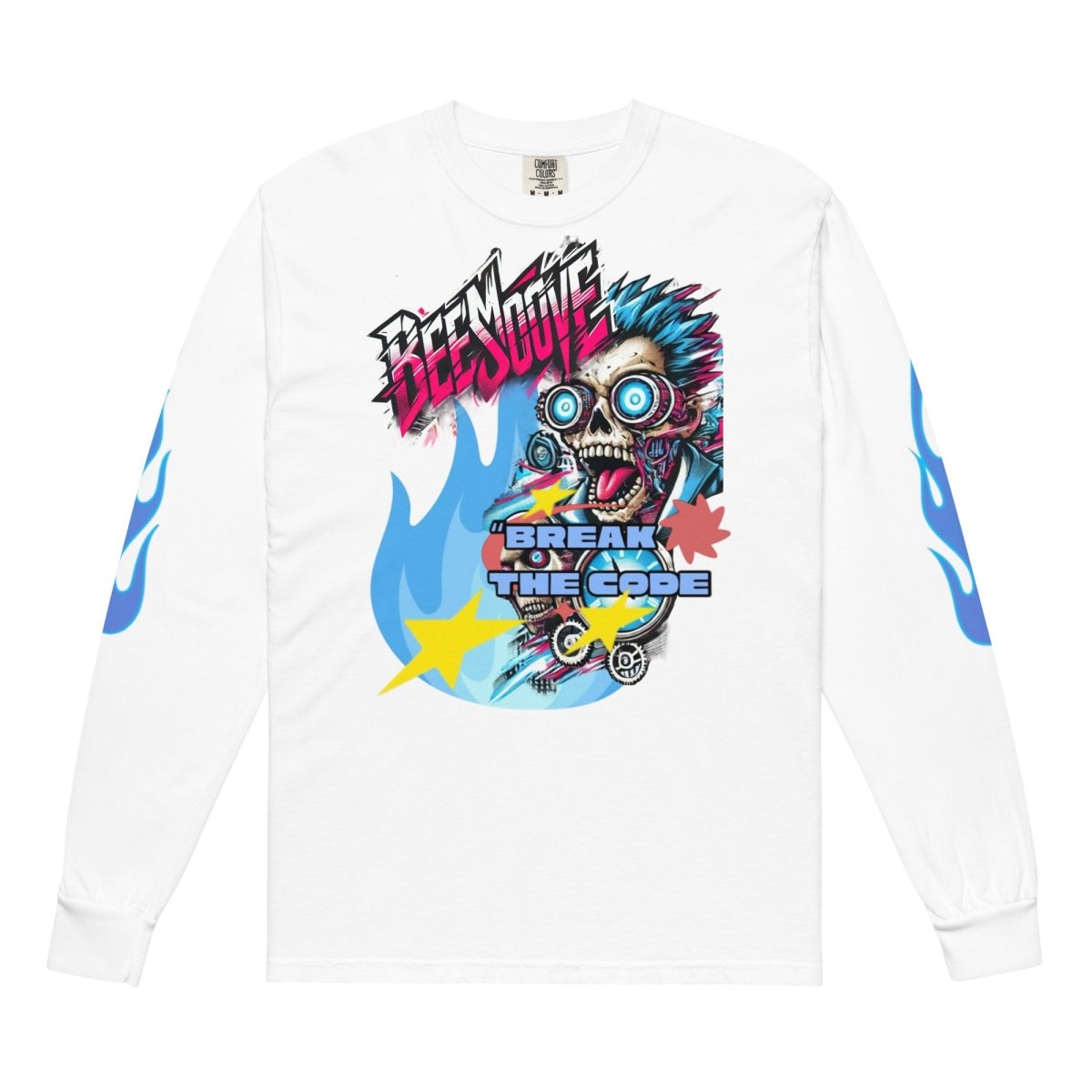 Beesmoove break the code futuristic Garment - dyed heavyweight long - sleeve shirt - Beesmoove