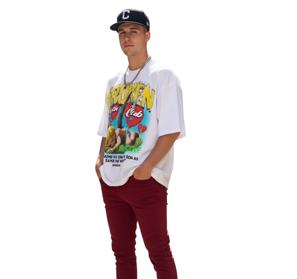 BEESMOOVE Broken Club Raw Edge T-Shirt - Beesmoove