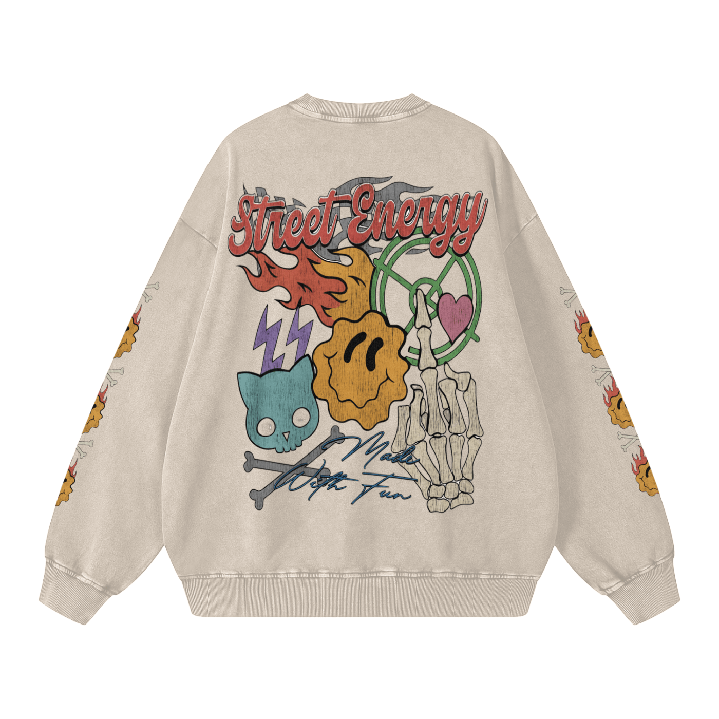 BEESMOOVE Cartoon Chaos (throwback) Washed Oversized Sweatshirt - Beesmoove