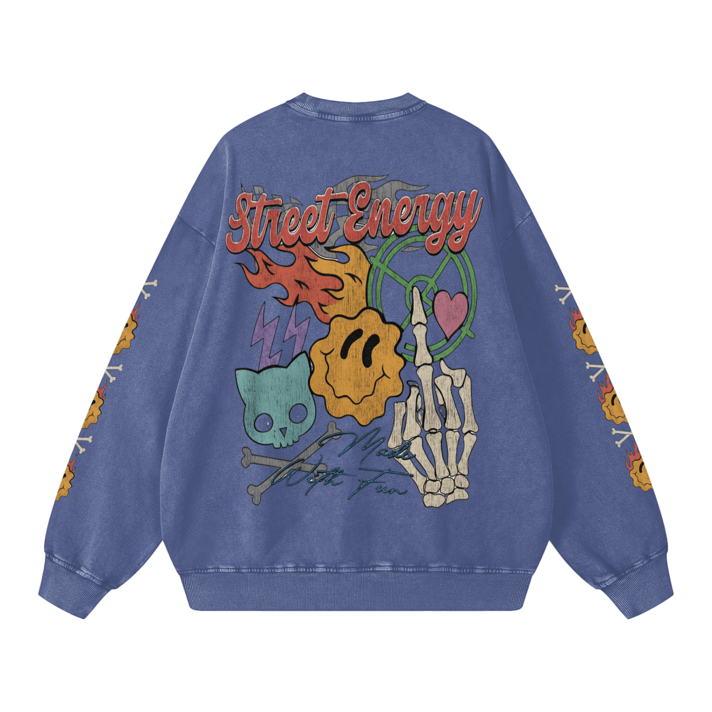 BEESMOOVE Cartoon Chaos (throwback) Washed Oversized Sweatshirt - Beesmoove