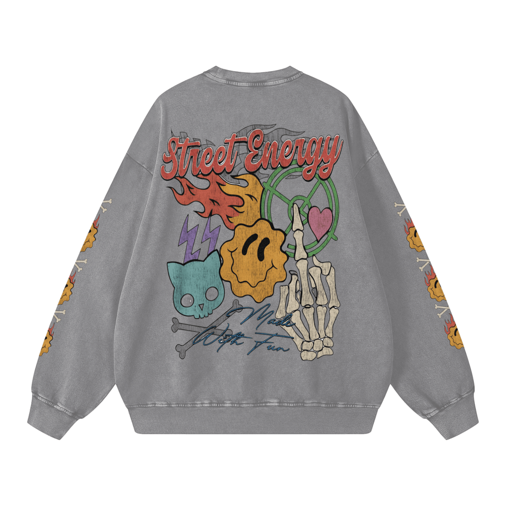 BEESMOOVE Cartoon Chaos (throwback) Washed Oversized Sweatshirt - Beesmoove