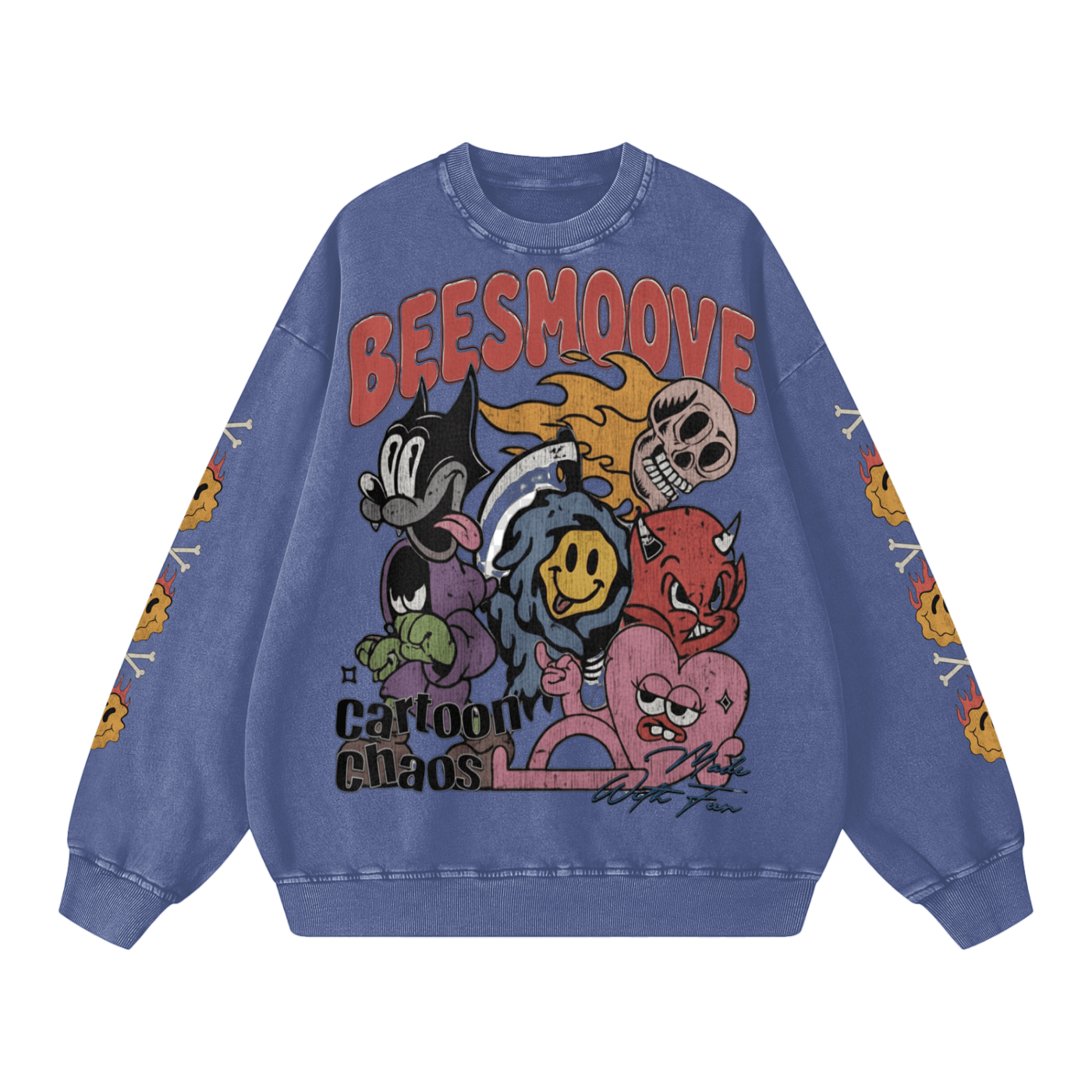 BEESMOOVE Cartoon Chaos (throwback) Washed Oversized Sweatshirt - Beesmoove