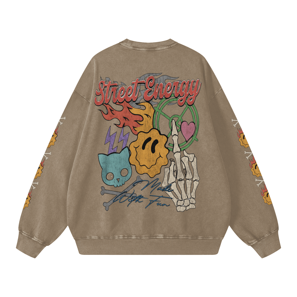 BEESMOOVE Cartoon Chaos (throwback) Washed Oversized Sweatshirt - Beesmoove