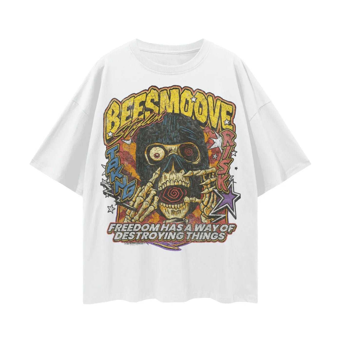 BEESMOOVE Chaos Skull V1 Oversize Deep Drop Shoulder Tee - Beesmoove