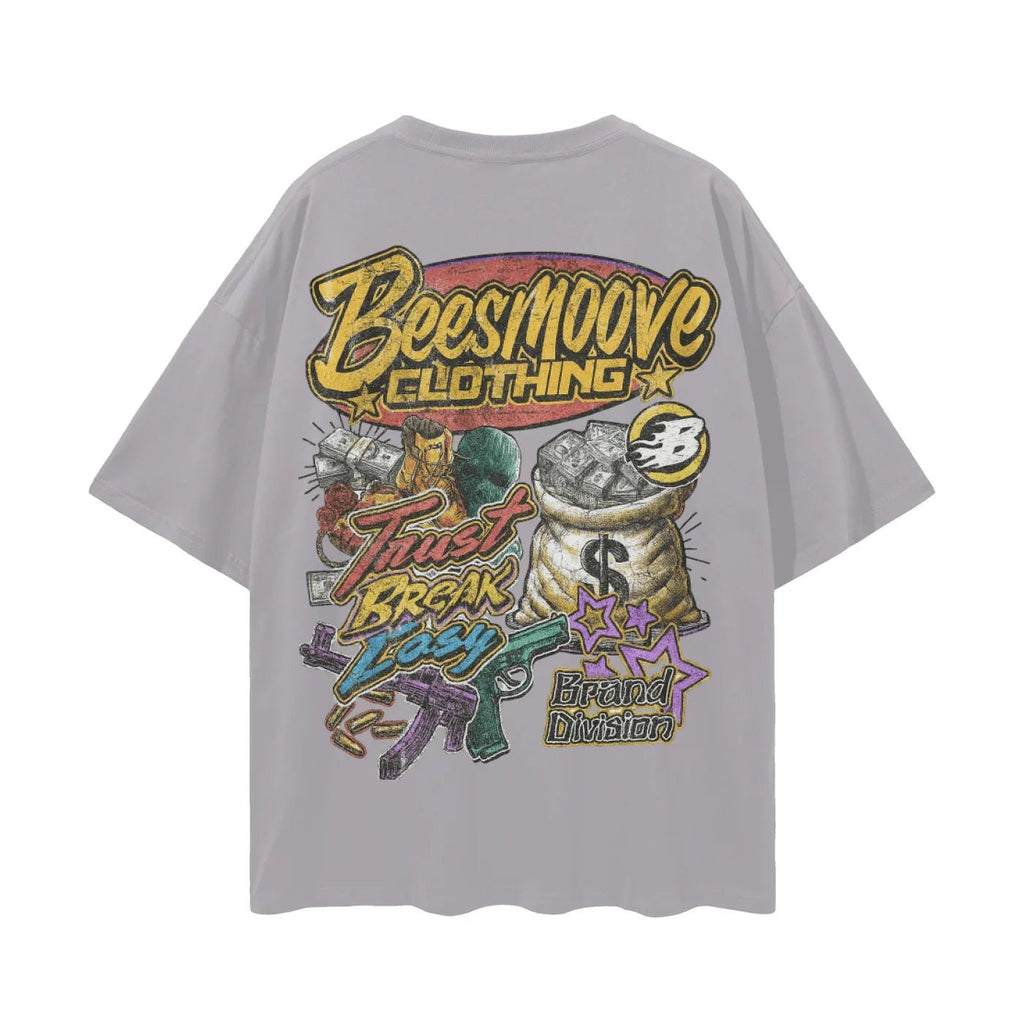 BEESMOOVE Chaos Skull V1 Oversize Deep Drop Shoulder Tee - Beesmoove