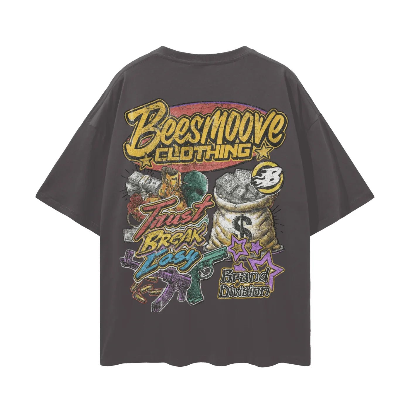 BEESMOOVE Chaos Skull V1 Oversize Deep Drop Shoulder Tee - Beesmoove