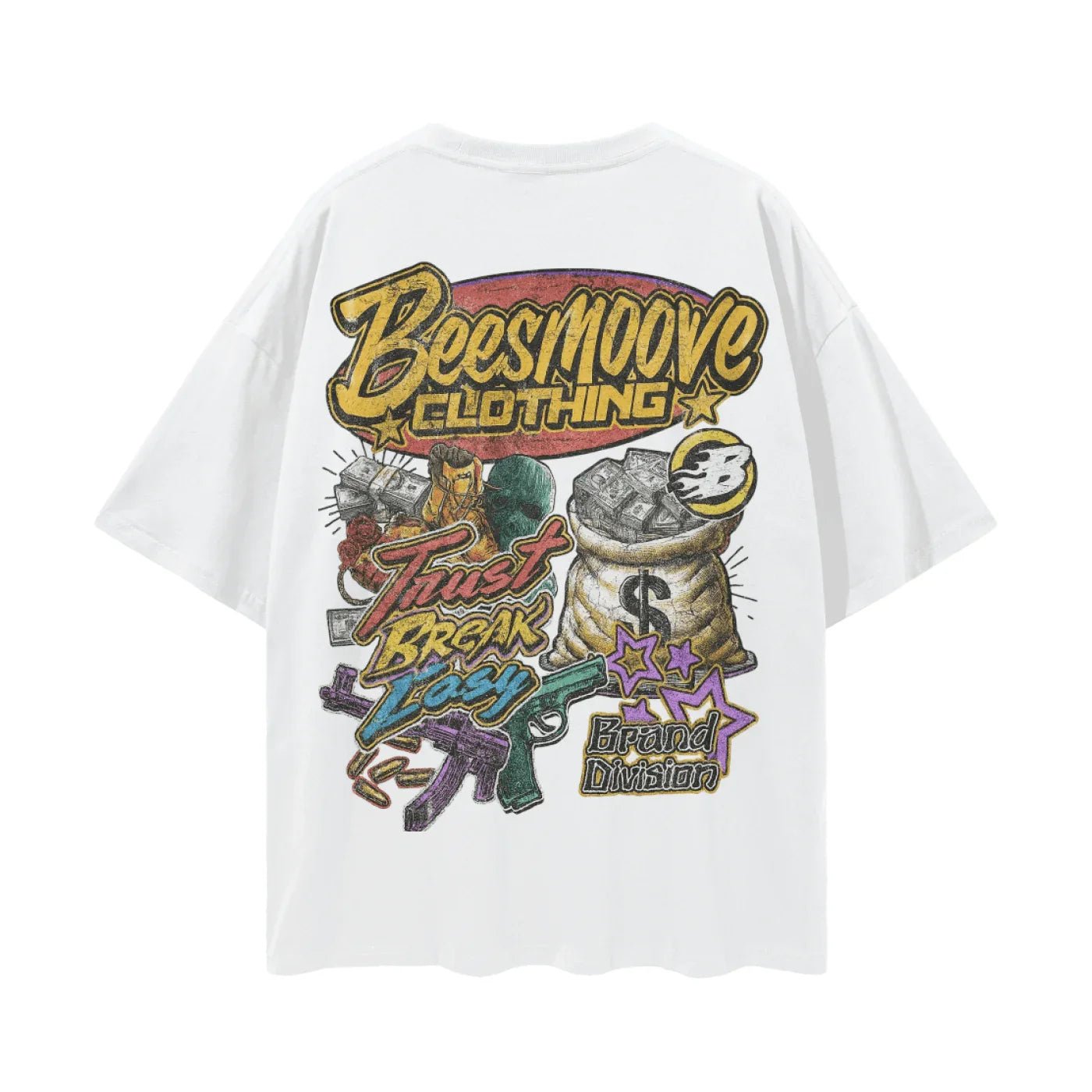 BEESMOOVE Chaos Skull V1 Oversize Deep Drop Shoulder Tee - Beesmoove
