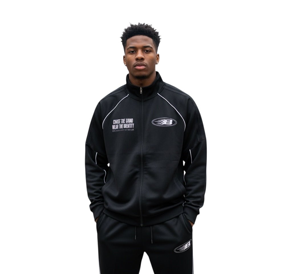 BEESMOOVE Chase the Grind Reflection Striped Raglan Sleeve Jacket - Beesmoove