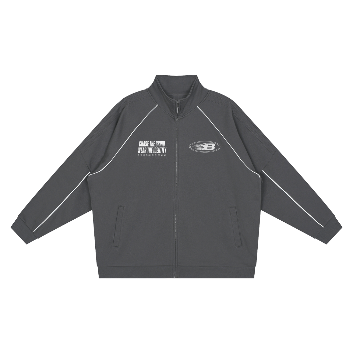 BEESMOOVE Chase the Grind Reflection Striped Raglan Sleeve Jacket - Beesmoove