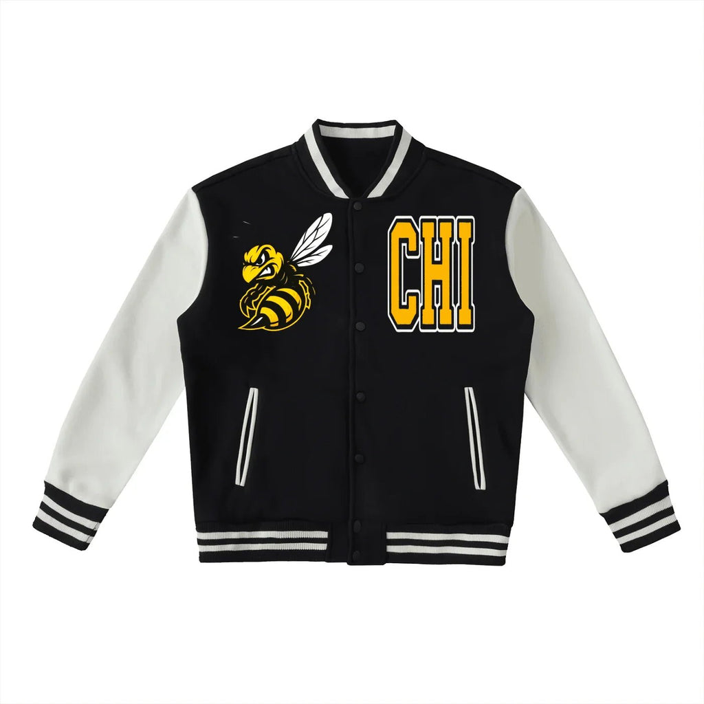 BEESMOOVE CHI BEE Two - Tone Fleeced Varsity Jacket - Beesmoove