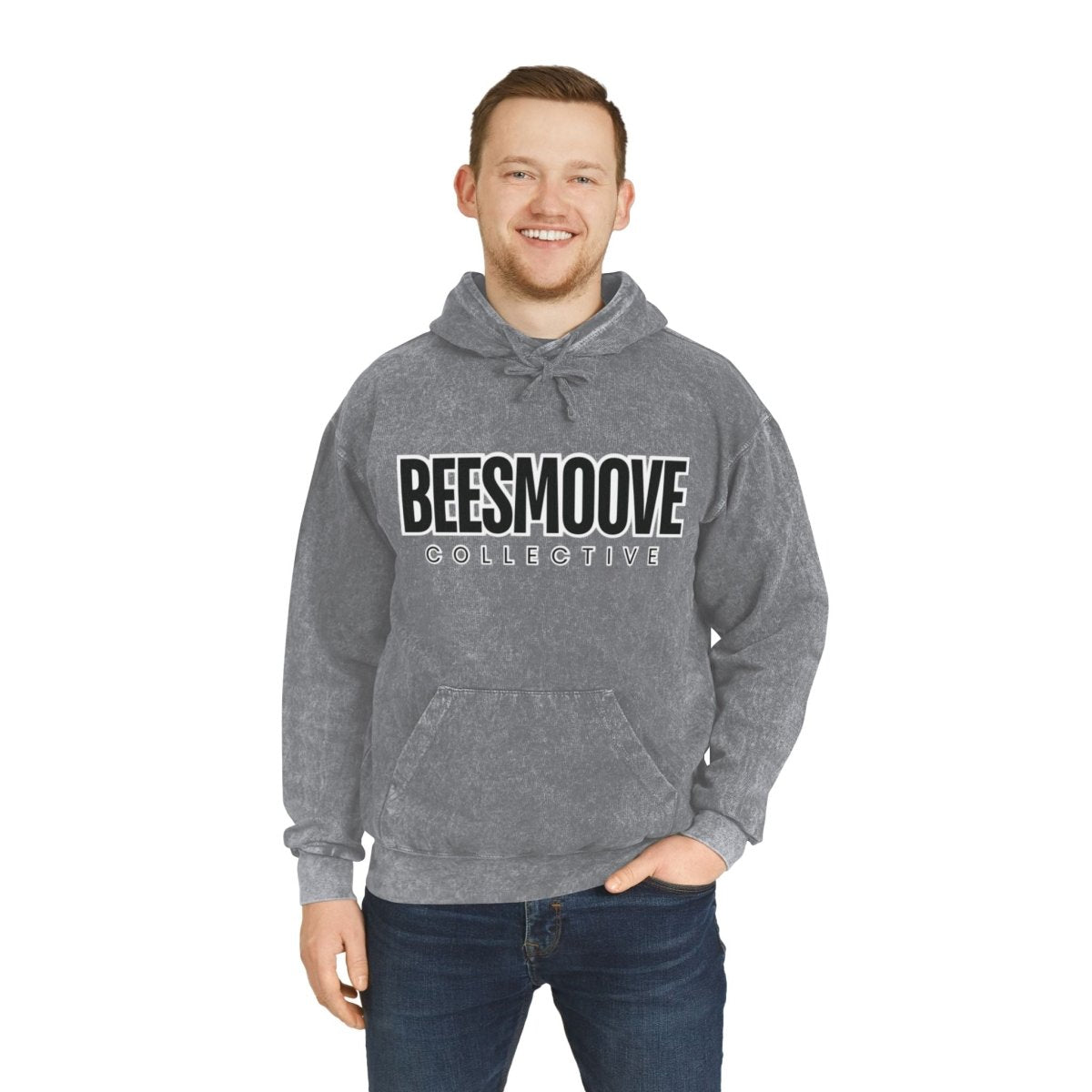 Beesmoove collective black white Unisex Mineral Wash Hoodie - Beesmoove