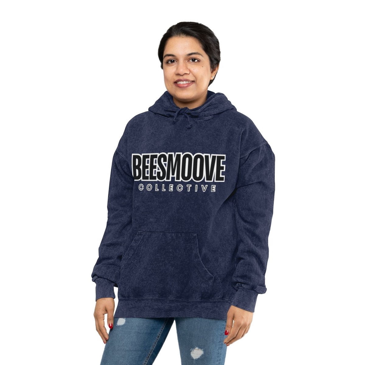 Beesmoove collective black white Unisex Mineral Wash Hoodie - Beesmoove