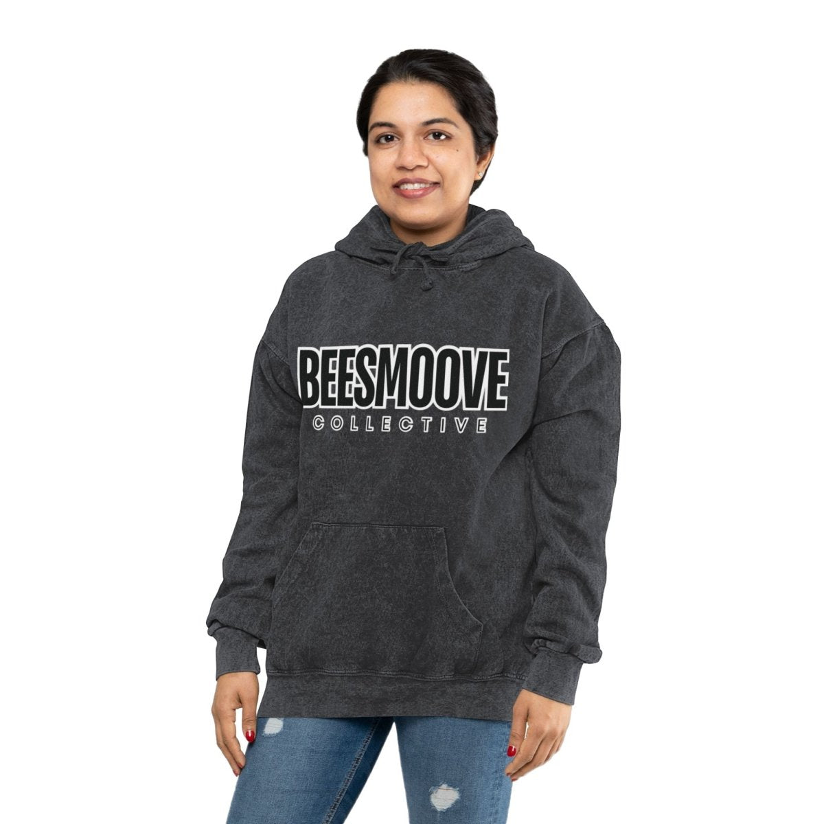 Beesmoove collective black white Unisex Mineral Wash Hoodie - Beesmoove