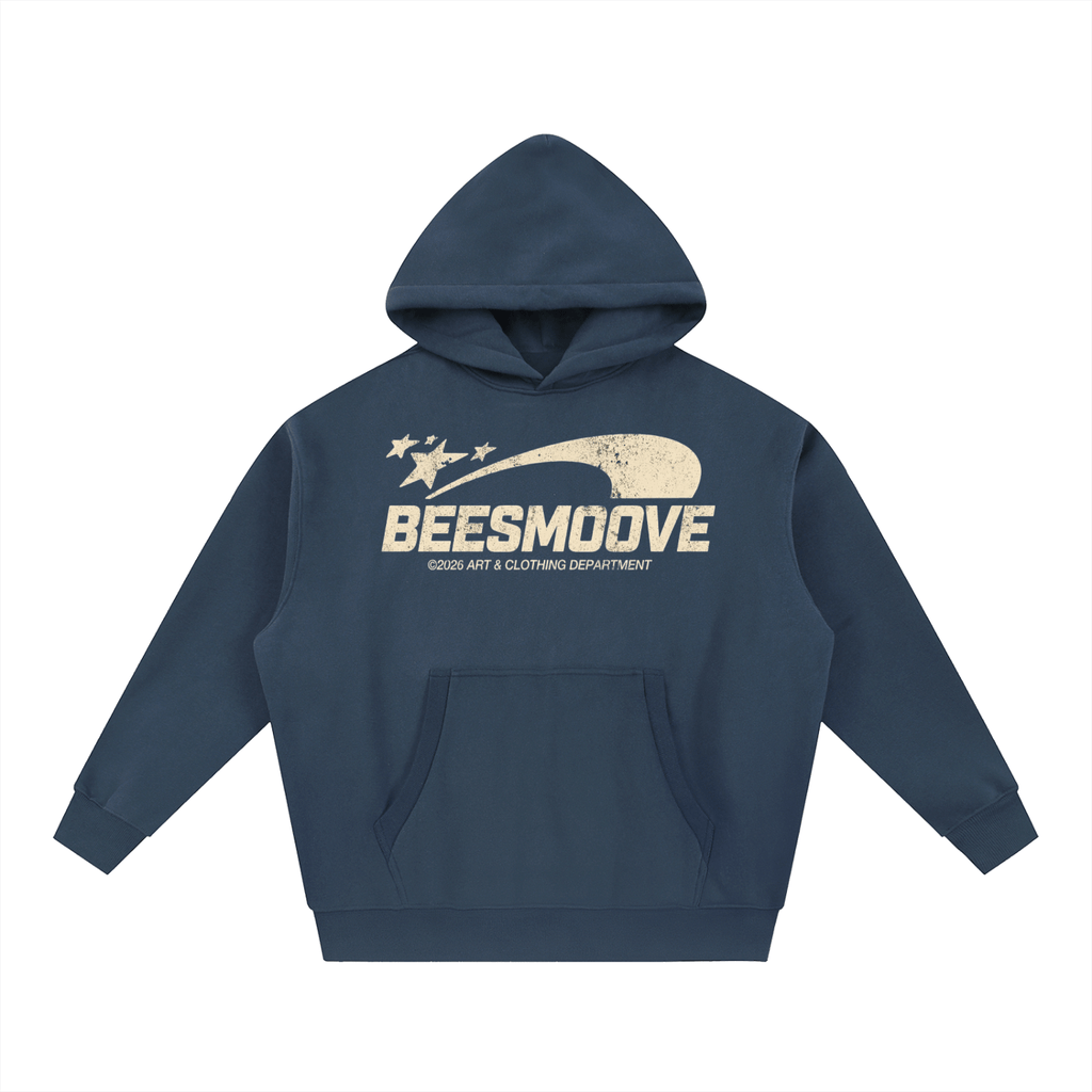 BEESMOOVE Cream logo Art & Motion Department Oversized Boxy Hoodie - Beesmoove