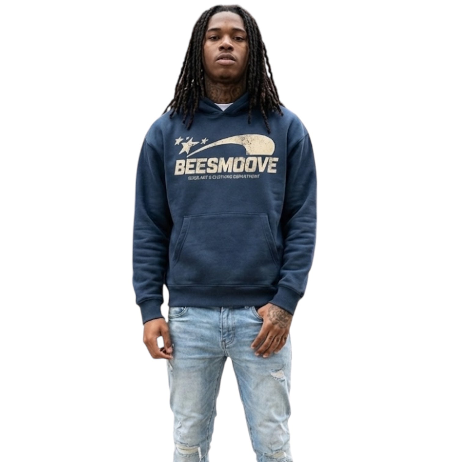 BEESMOOVE Cream logo Art & Motion Department Oversized Boxy Hoodie - Beesmoove