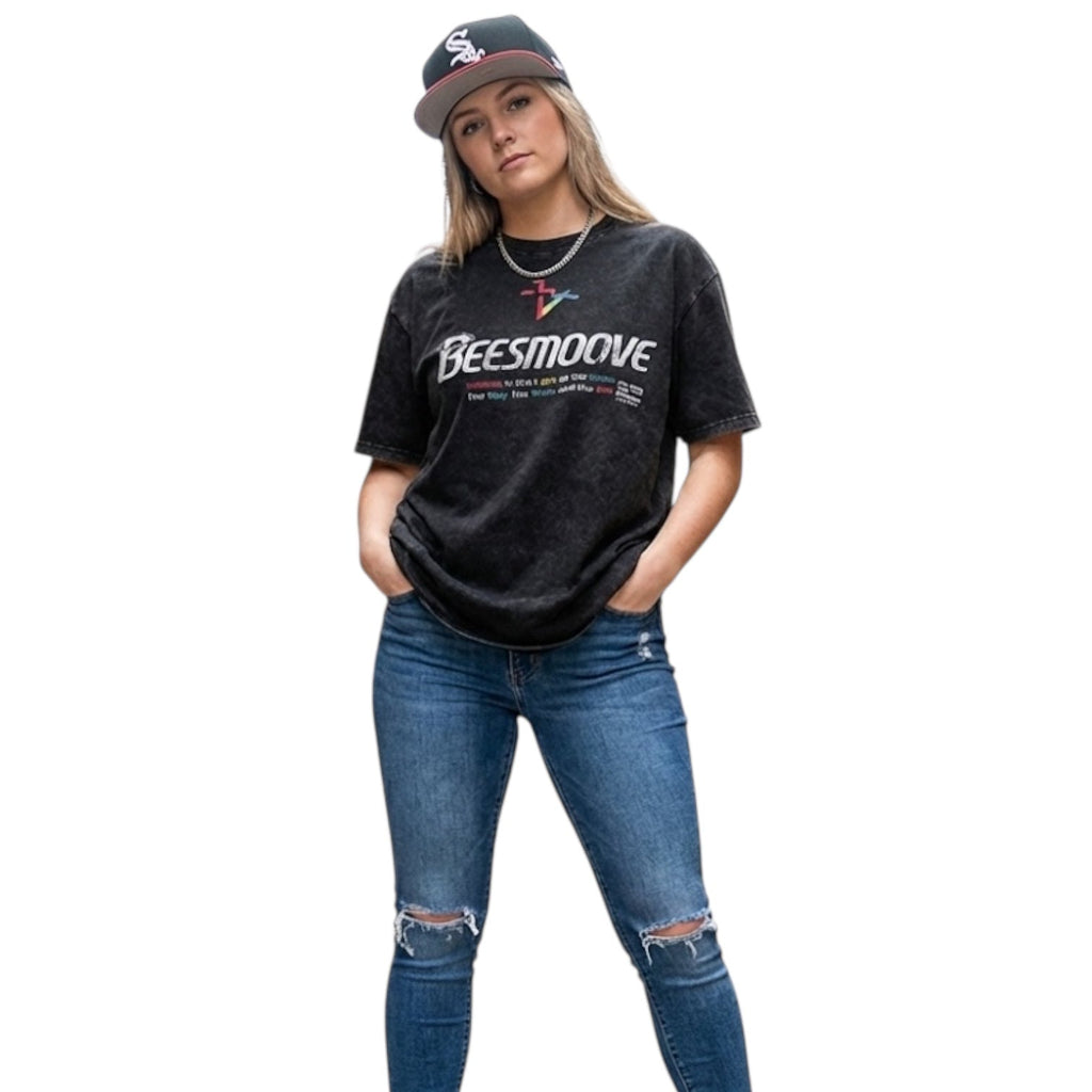 BEESMOOVE Crosswalk Vision” Washed Oversized Cotton Tee - Beesmoove