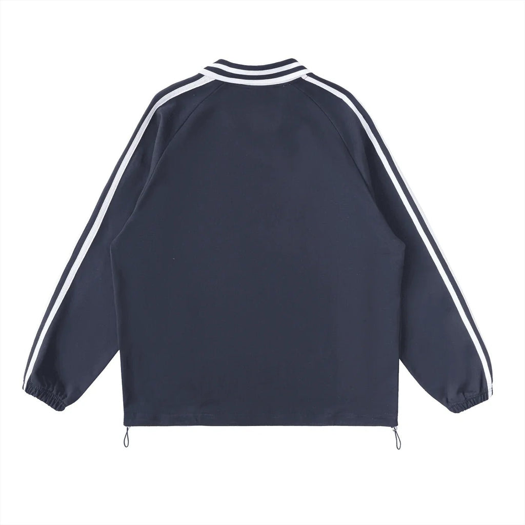 BEESMOOVE DOHIVE Contrast Striped Lapel Collar Sweatshirt - Beesmoove