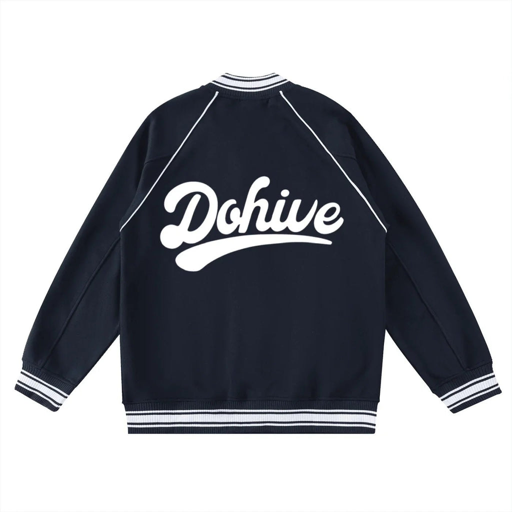BEESMOOVE Dohive Contrast Trim Raglan Varsity Jacket - Beesmoove