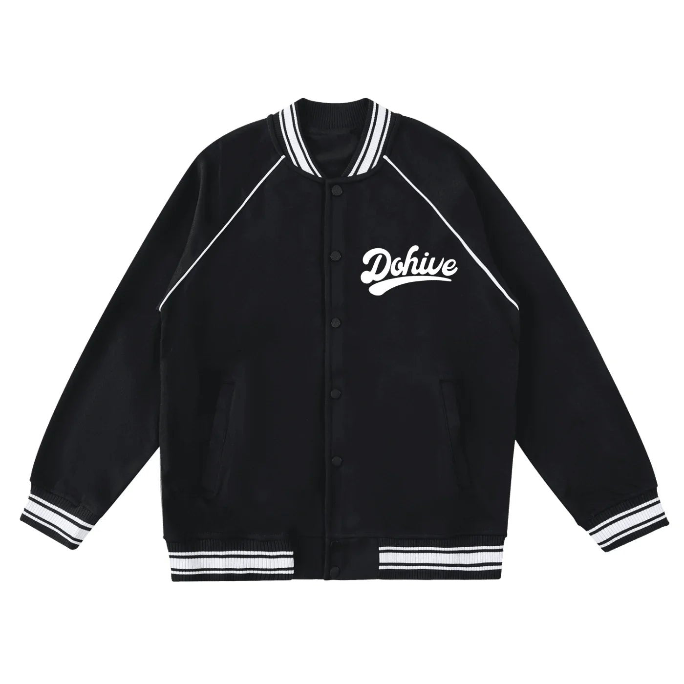 BEESMOOVE Dohive Contrast Trim Raglan Varsity Jacket - Beesmoove