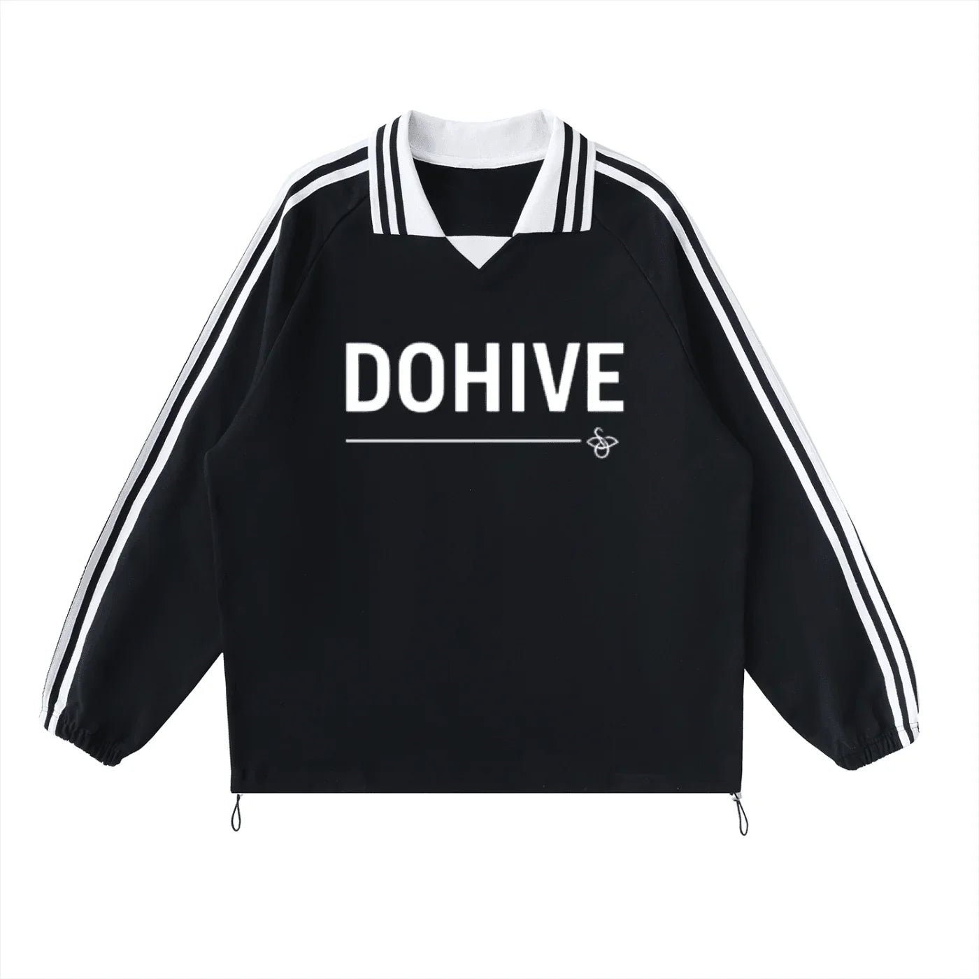 BEESMOOVE DOHIVE Sideline Pullover Striped Lapel Collar Sweatshirt - Beesmoove