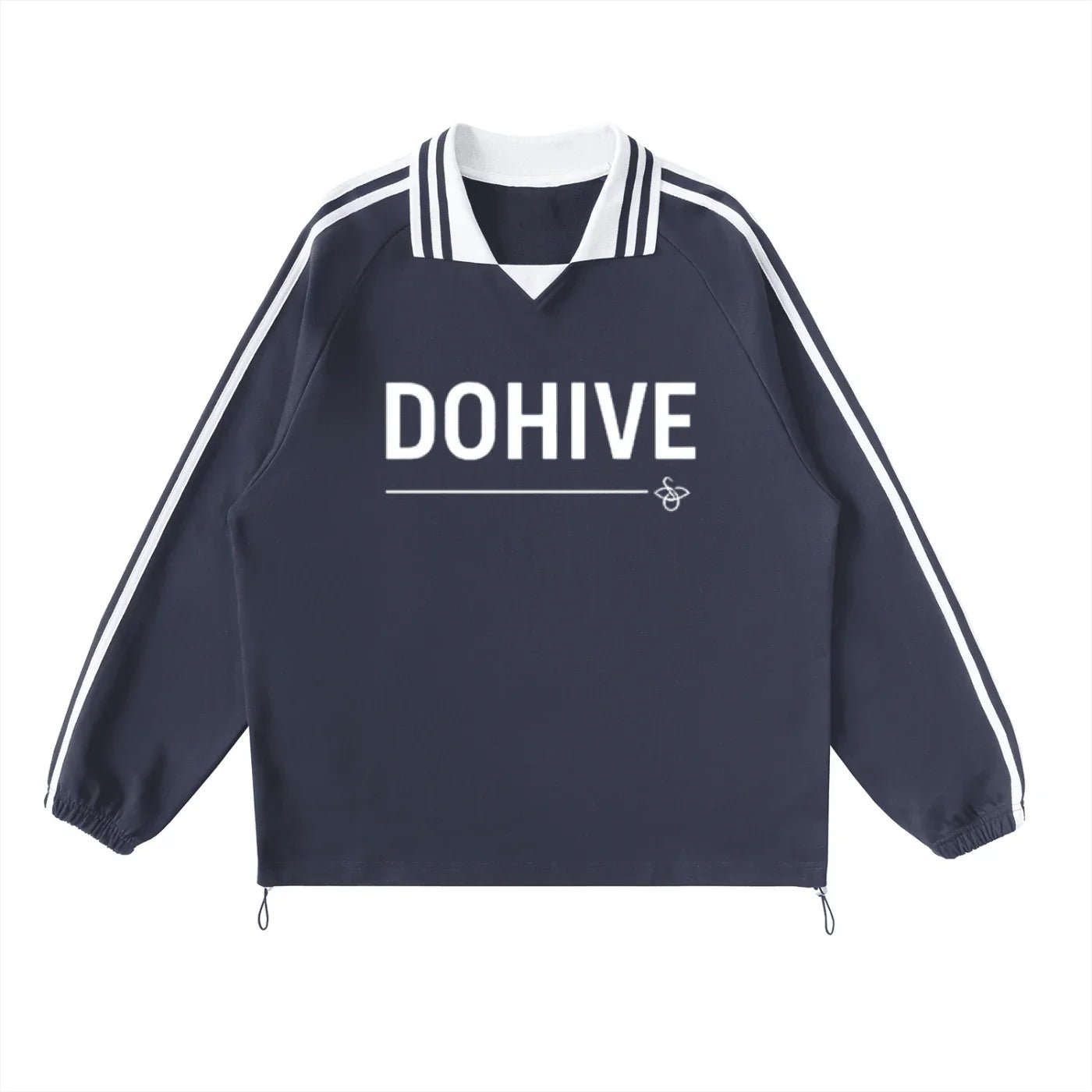BEESMOOVE DOHIVE Sideline Pullover Striped Lapel Collar Sweatshirt - Beesmoove