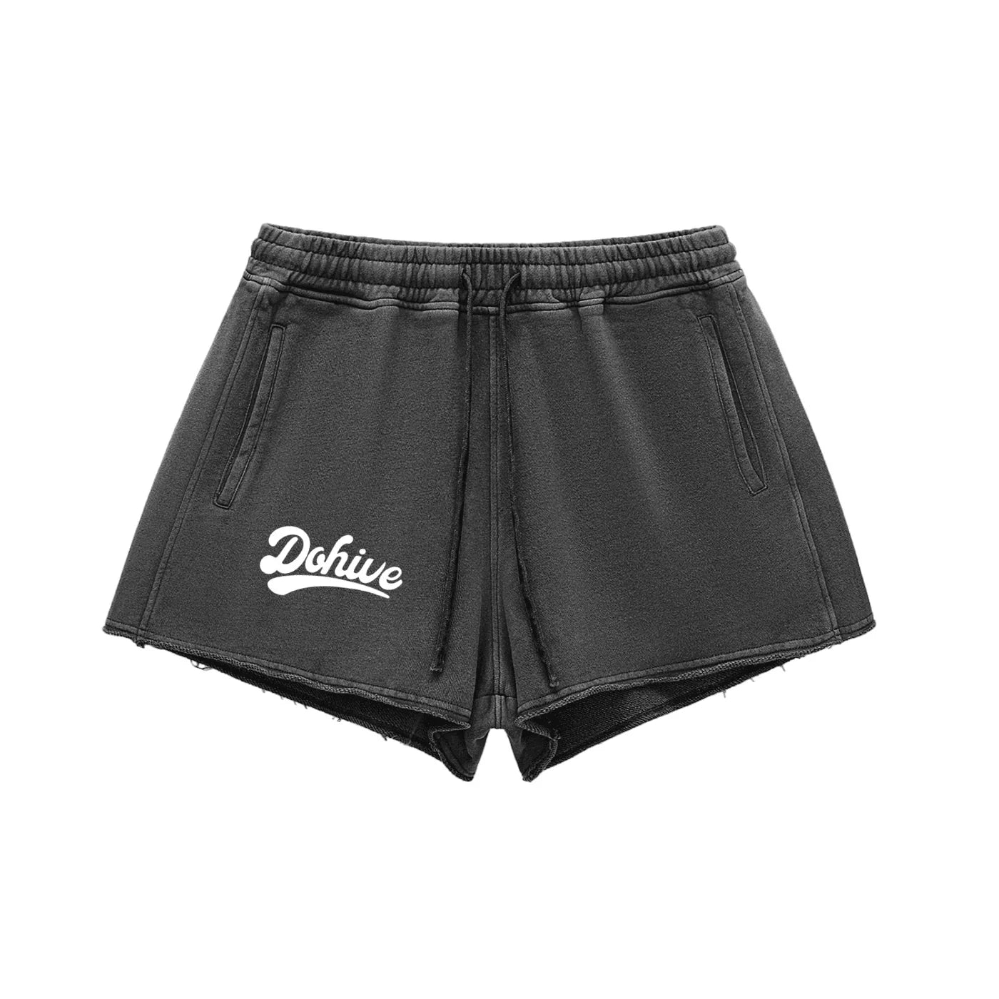 BEESMOOVE DOHIVE Washed Raw Edge Drawstring Shorts - Beesmoove