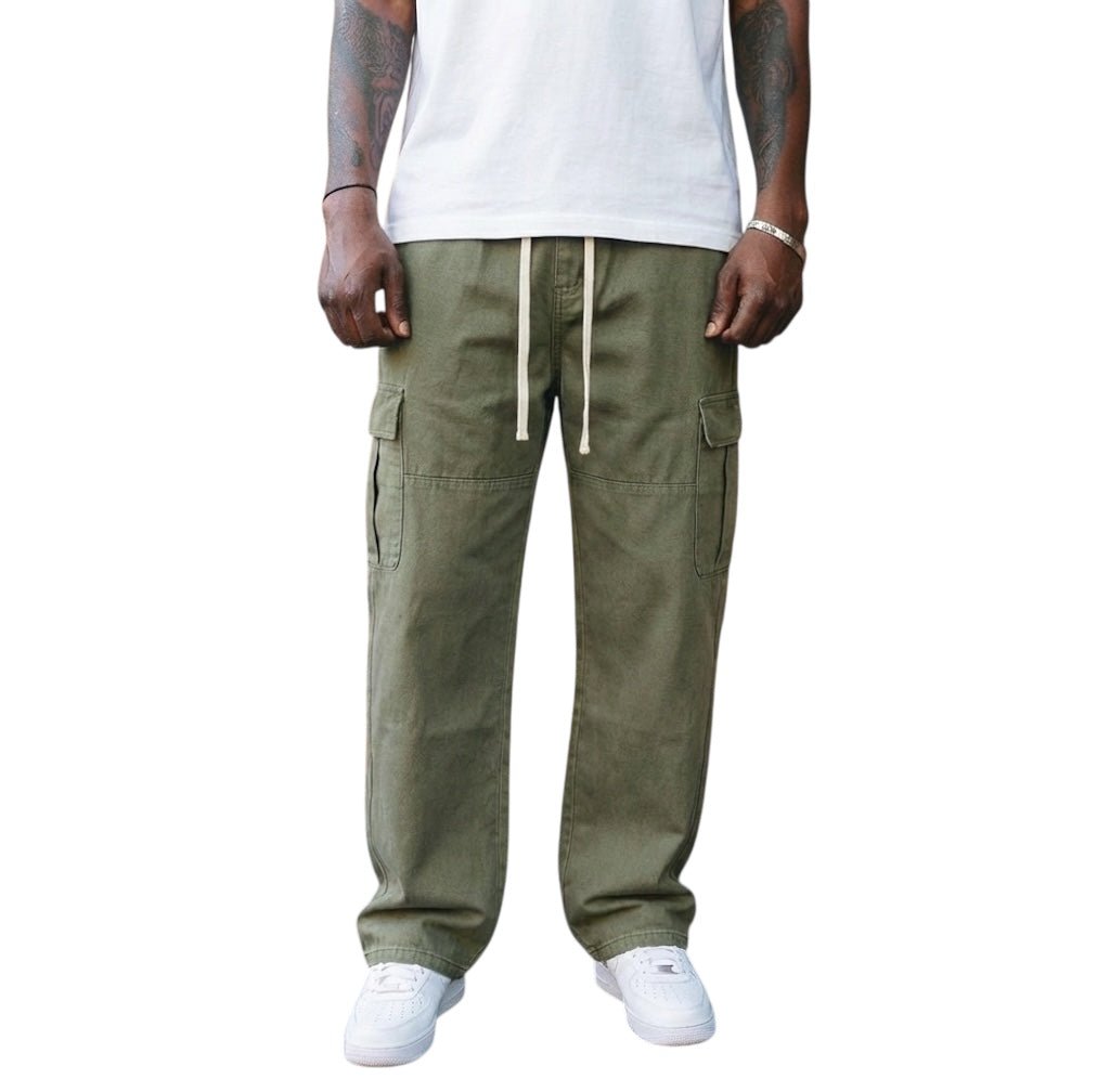 BEESMOOVE Drawstring Waist Straight - Leg Cargo Pants - Beesmoove