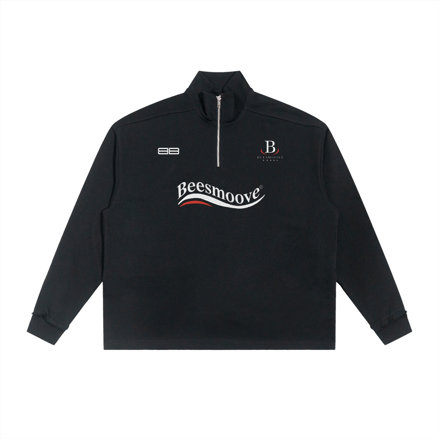 Beesmoove Driftwear Half - Zip Rolled Edge Fleece Sweatshirt - Beesmoove