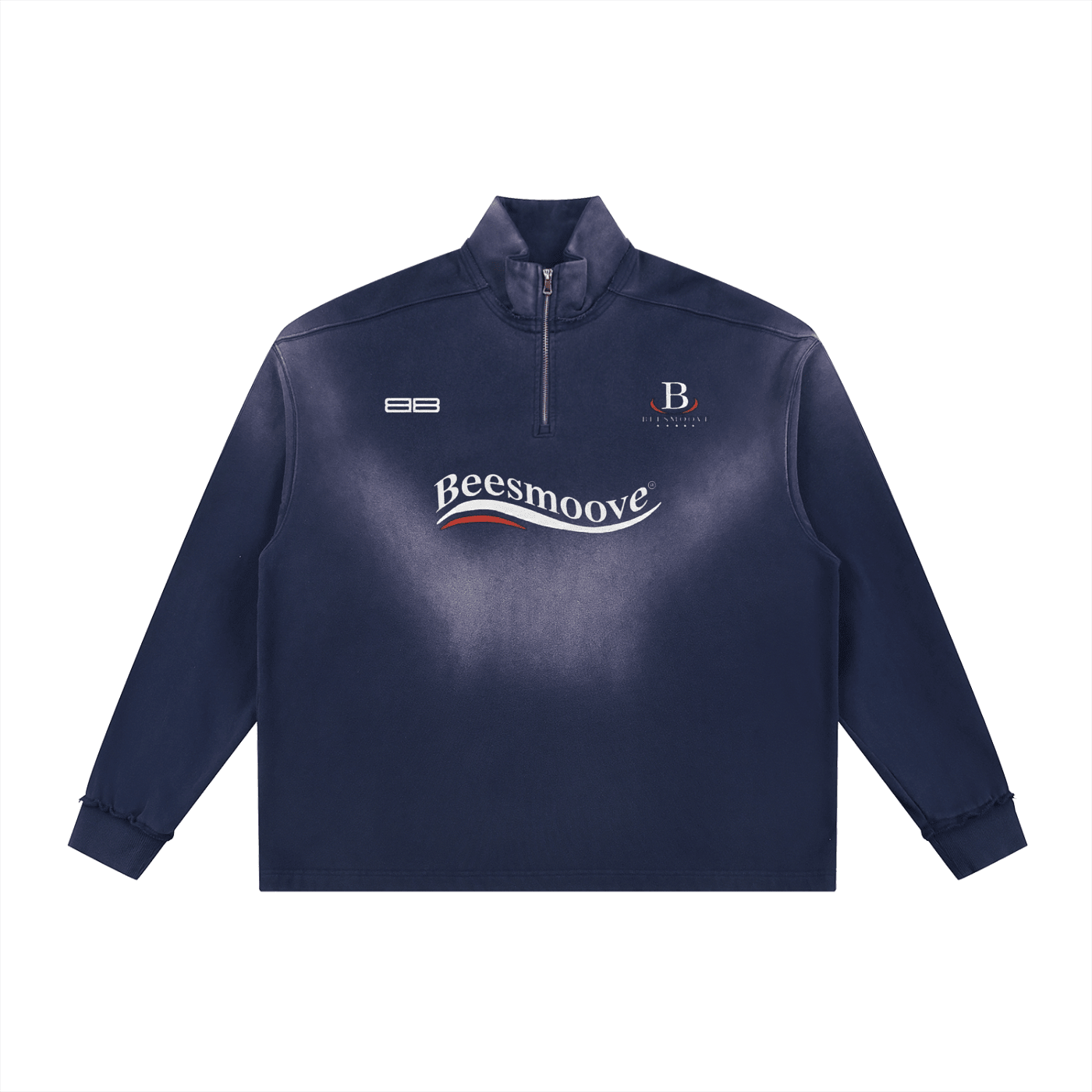 Beesmoove Driftwear Sun Fade Raw Edge Quarter - Zip Sweatshirt - Beesmoove