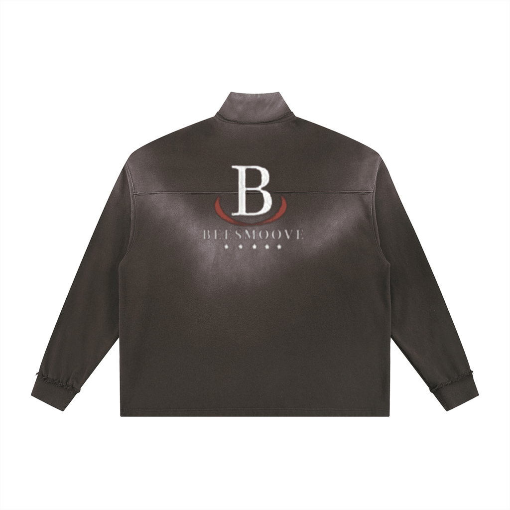 Beesmoove Driftwear Sun Fade Raw Edge Quarter - Zip Sweatshirt - Beesmoove