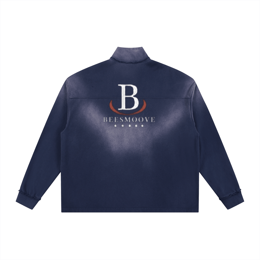 Beesmoove Driftwear Sun Fade Raw Edge Quarter - Zip Sweatshirt - Beesmoove